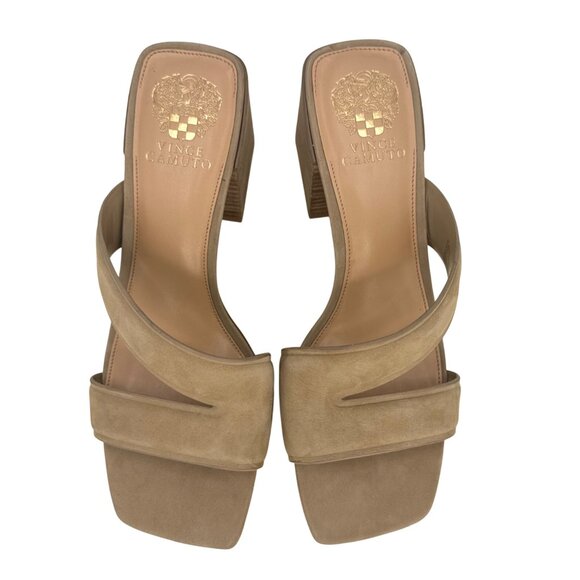 Vince Camuto Tan Suede Leather Jinani Asymmetrical Block-Heel Sandal Size 10 NEW - Picture 6 of 12
